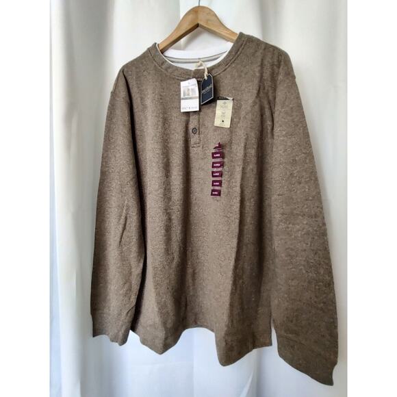 Method Men's X-Large Heather Brown Cotton Blend Henley Shirt Long Sleeve - Picture 1 of 11
